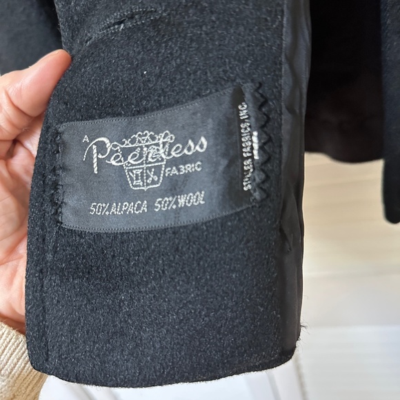 Vintage Alpaca Wool Hip Length Coat Jacket Black Medium Peerless USA - Picture 6 of 14